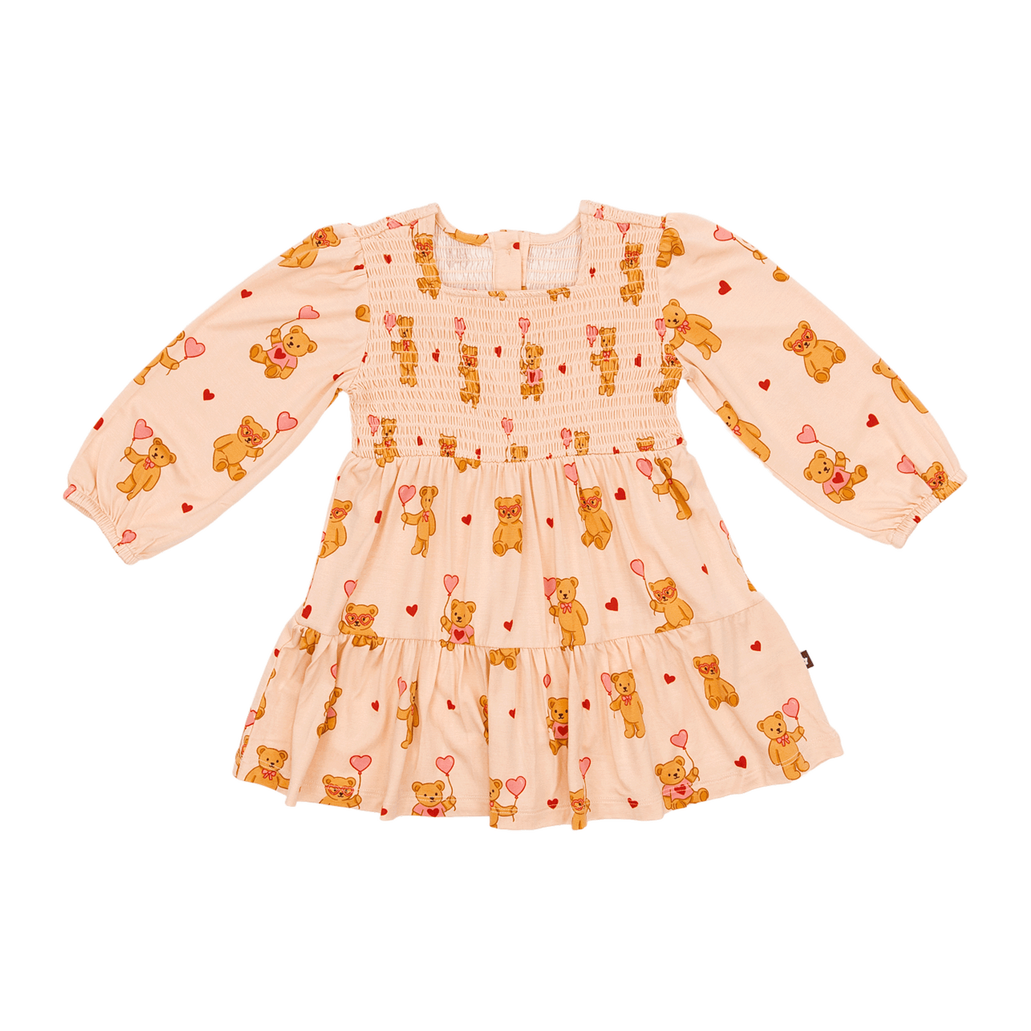 Long Sleeve Smocked Dress in Strawbeary
