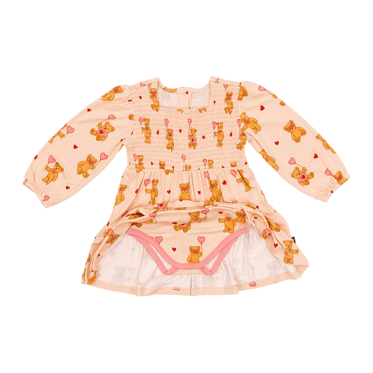 Long Sleeve Smocked Dress in Strawbeary