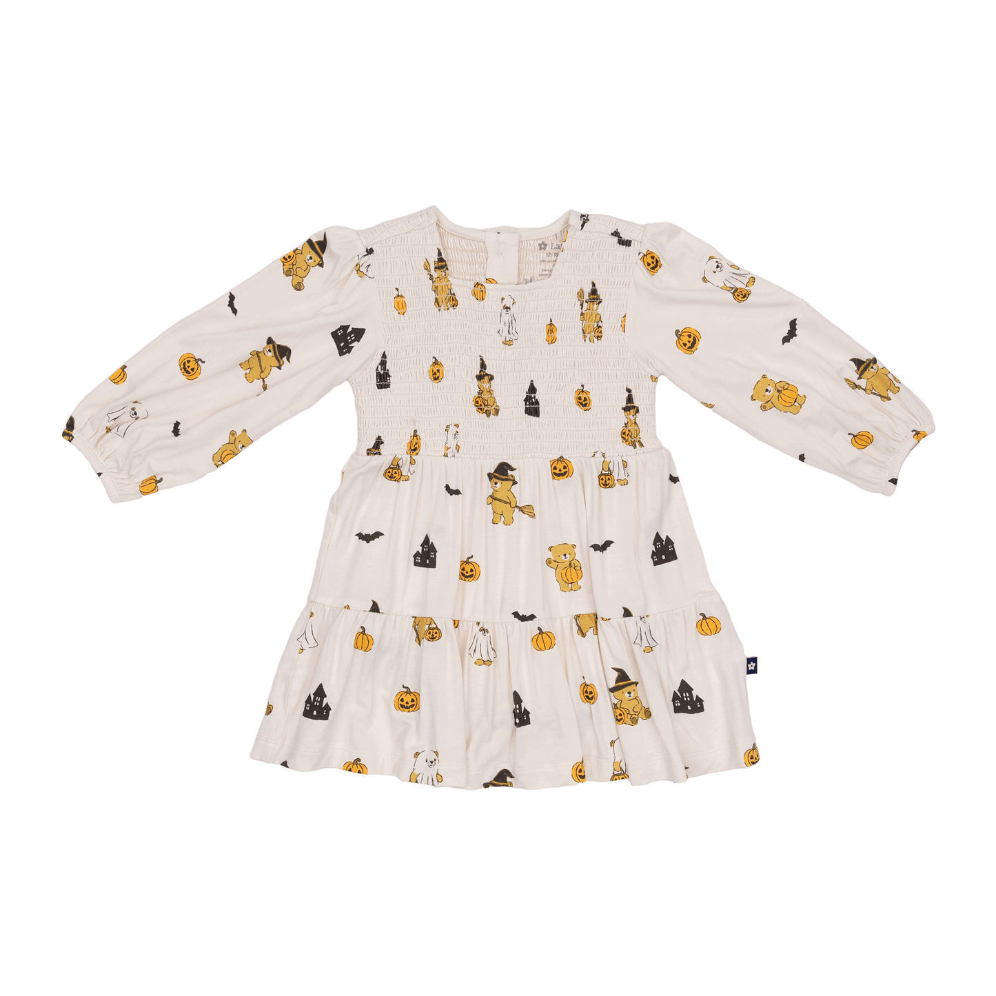 Long Sleeve Smocked Dress in Trick or Treat