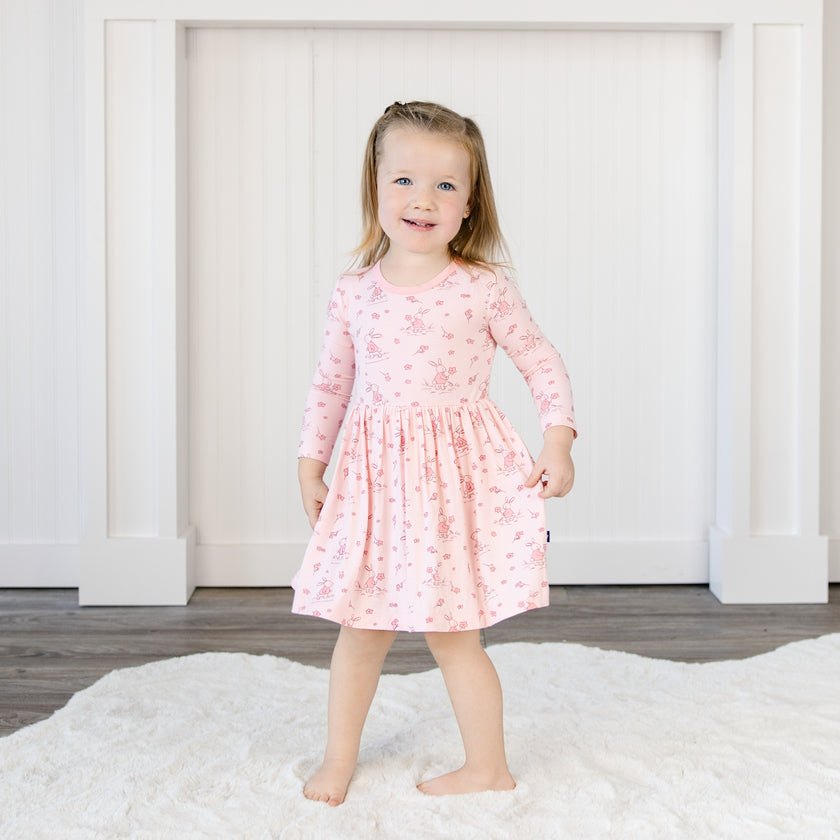 Long Sleeve Twirl Dress in Bunny Blossoms