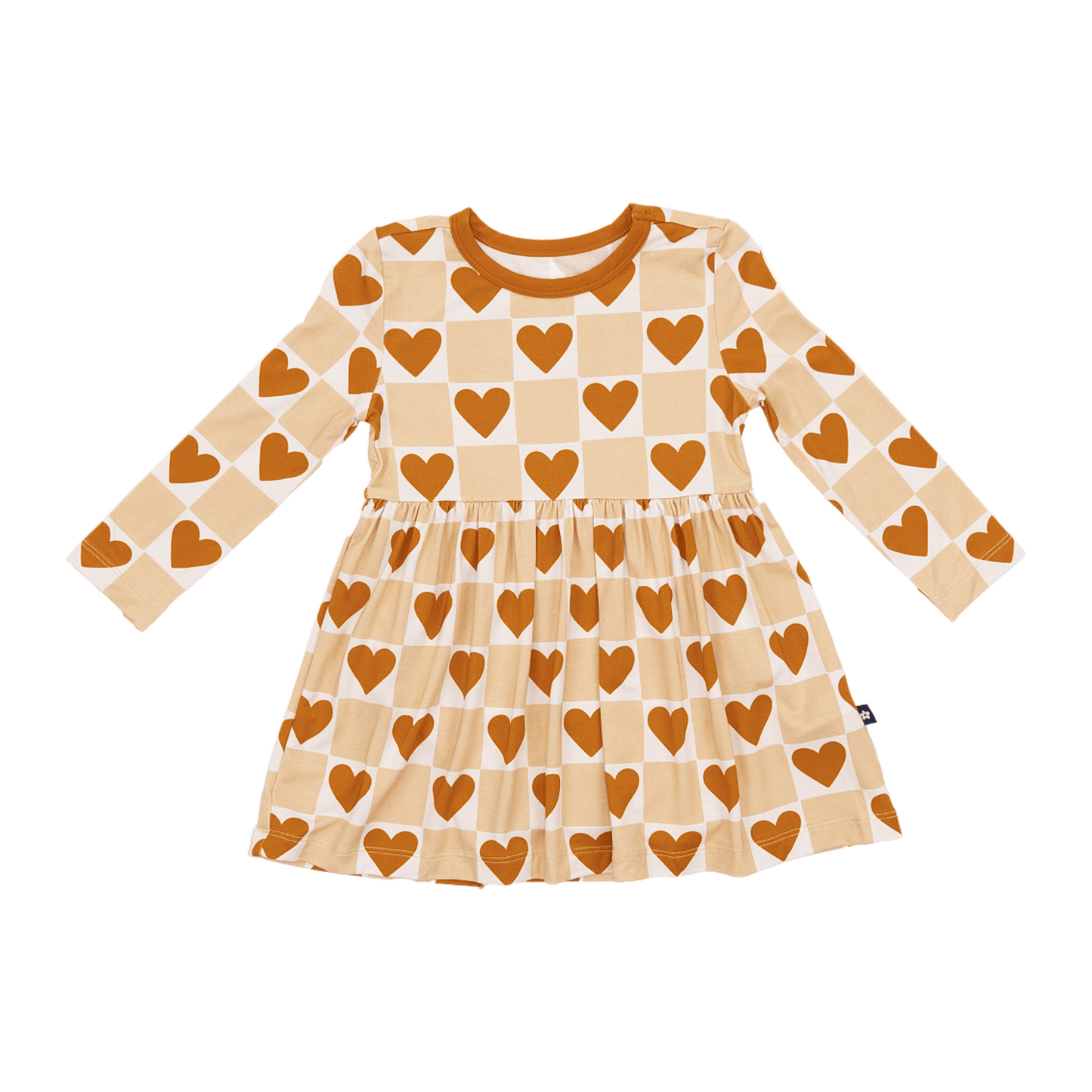 Long Sleeve Twirl Dress in Heart of Gold