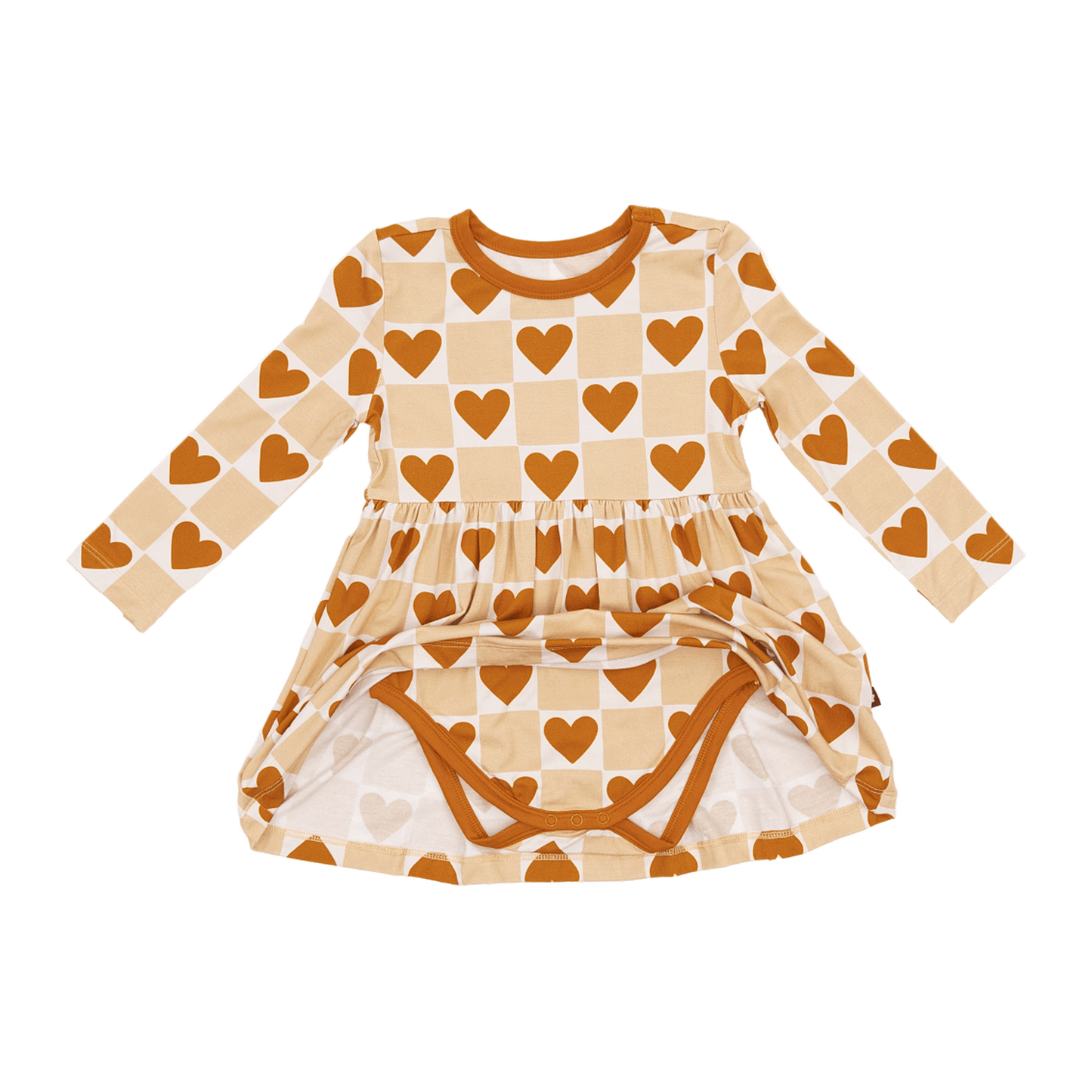 Long Sleeve Twirl Dress in Heart of Gold