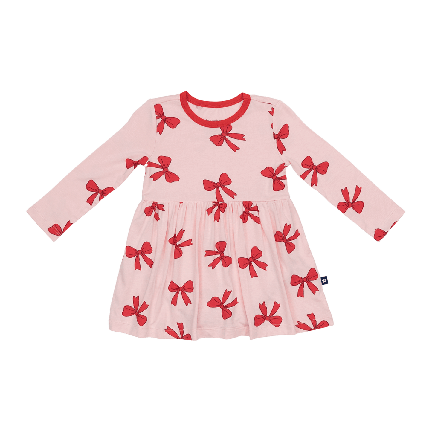 Long Sleeve Twirl Dress in Holiday Bows