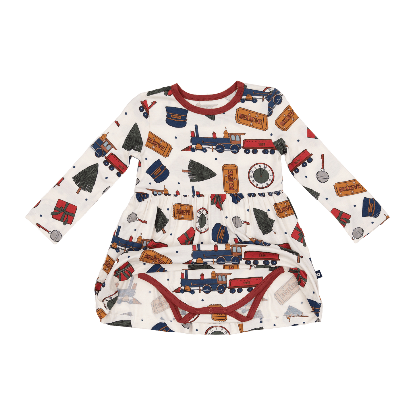 Long Sleeve Twirl Dress in Holiday Express
