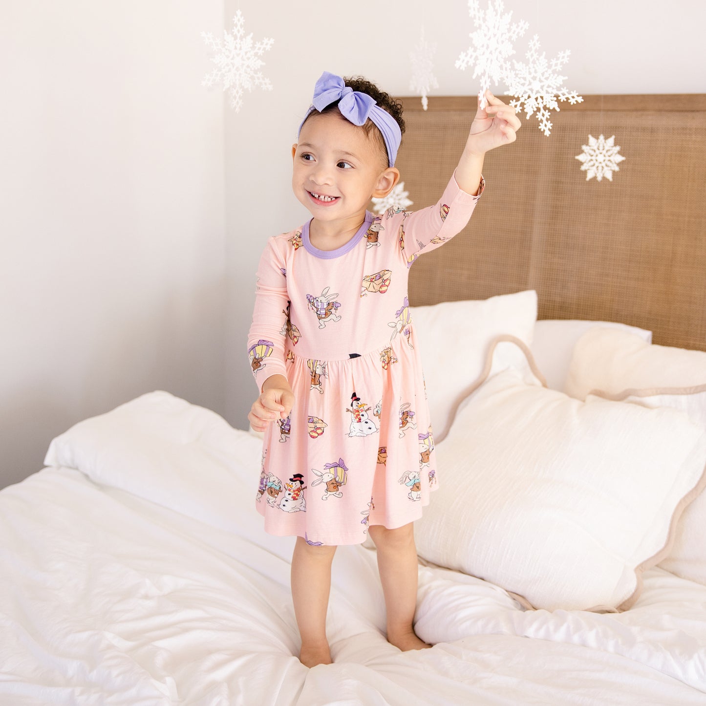 Long Sleeve Twirl Dress in Hoppy Holidays