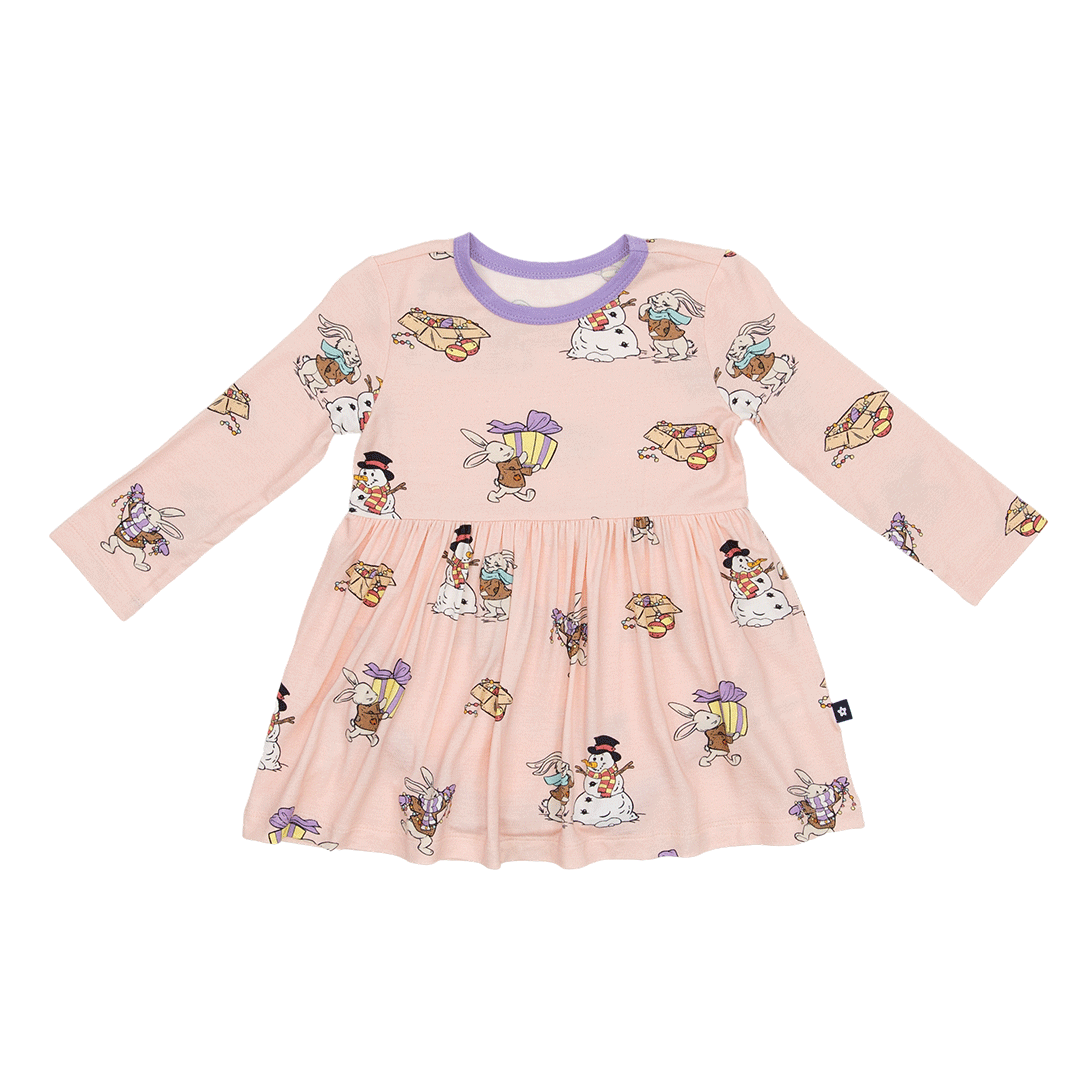 Long Sleeve Twirl Dress in Hoppy Holidays