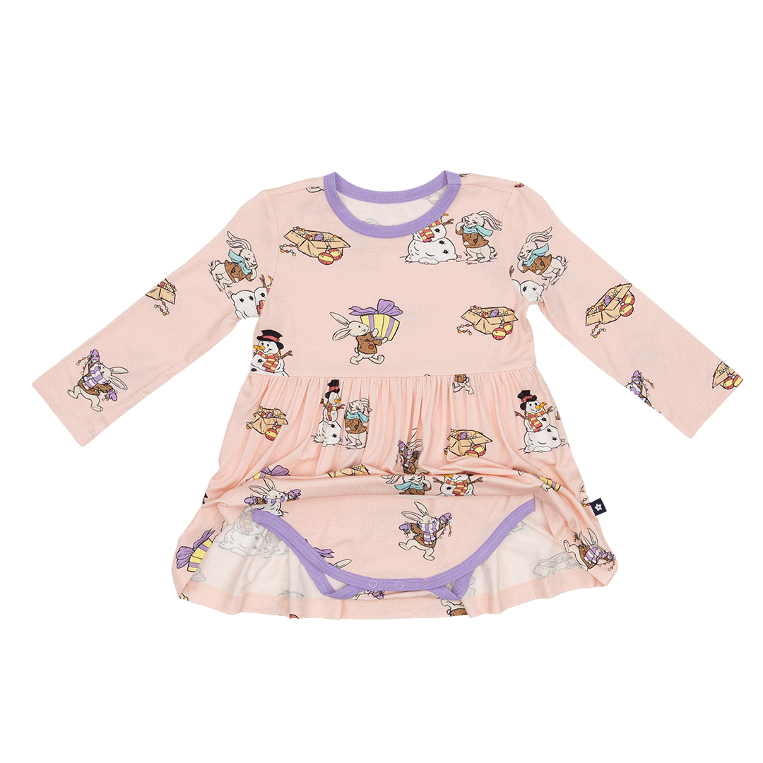 Long Sleeve Twirl Dress in Hoppy Holidays