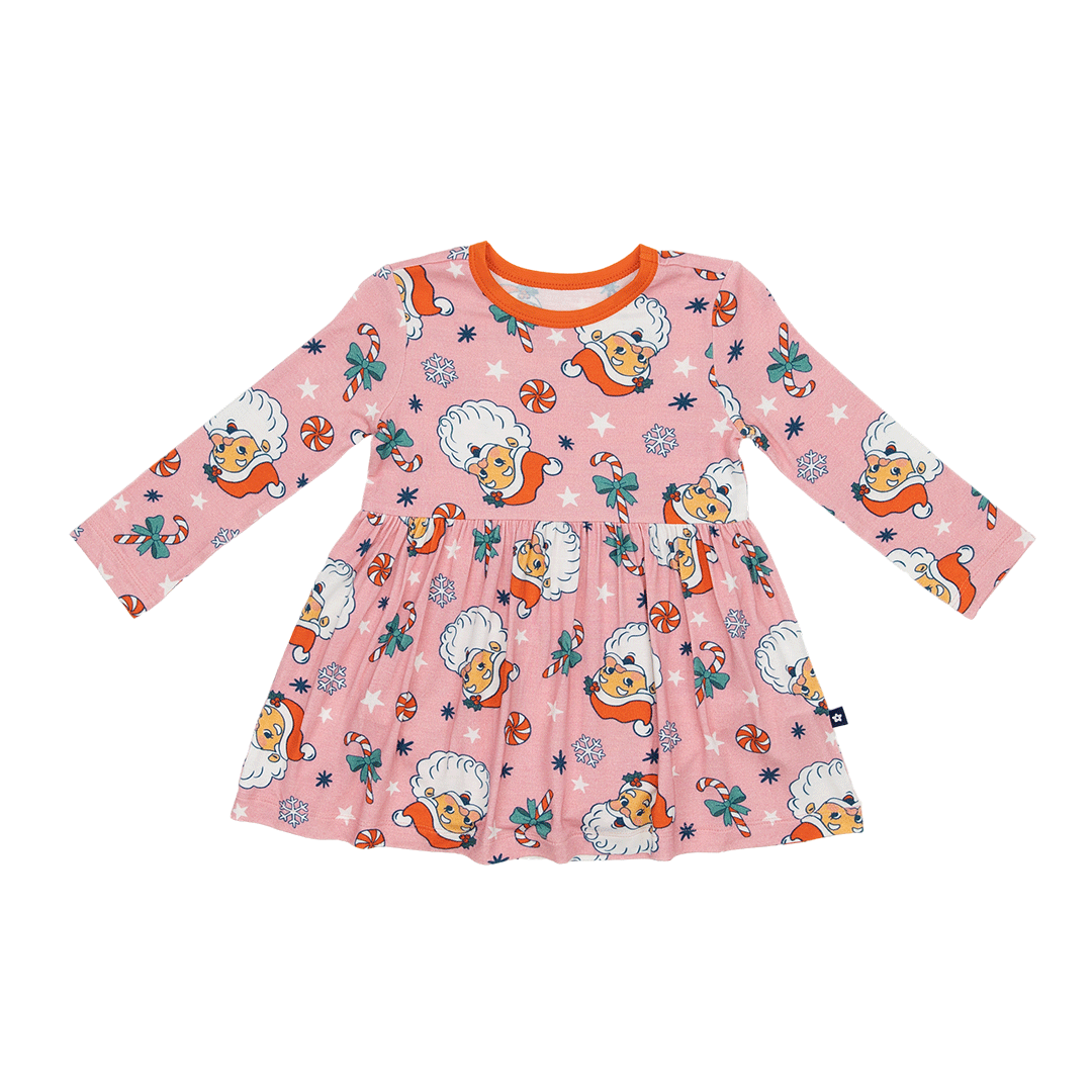 Long Sleeve Twirl Dress in Santa Baby