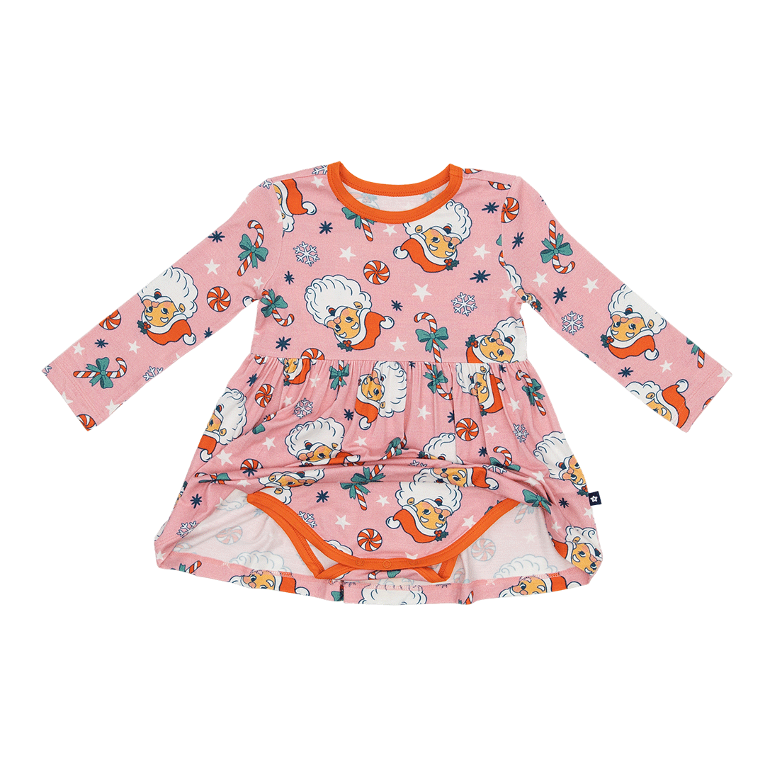Long Sleeve Twirl Dress in Santa Baby