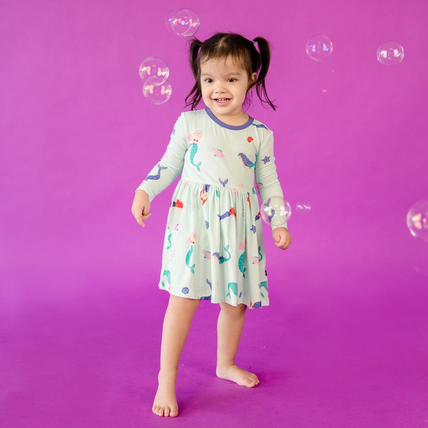 Long Sleeve Twirl Dress in Mermaids