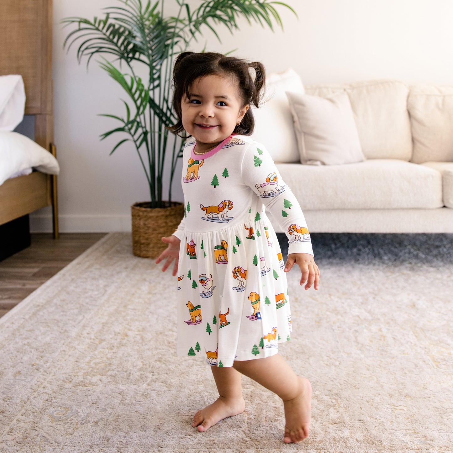 Long Sleeve Twirl Dress in Pawder Patrol