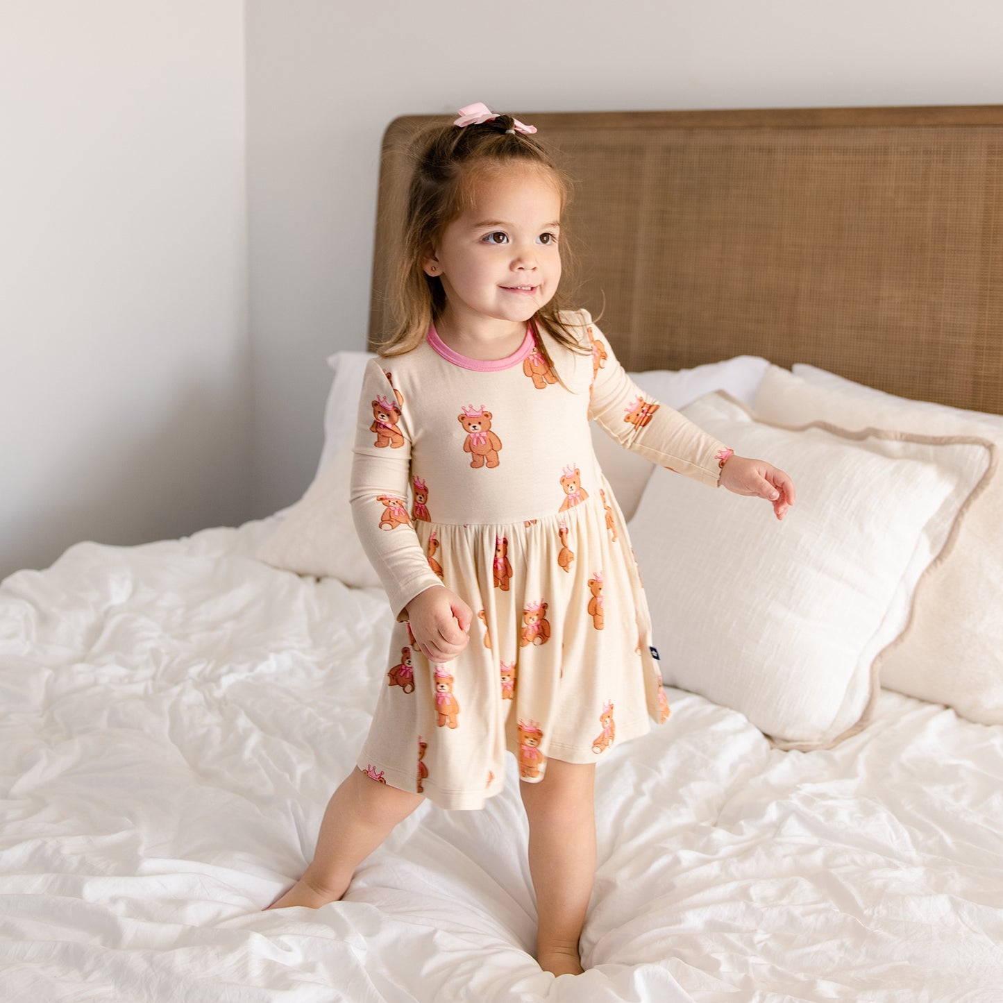 Long Sleeve Twirl Dress in Princess Bear