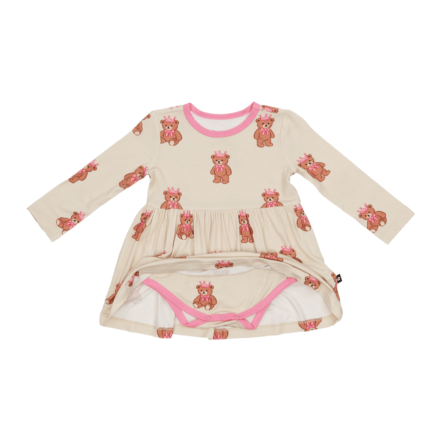 Long Sleeve Twirl Dress in Princess Bear