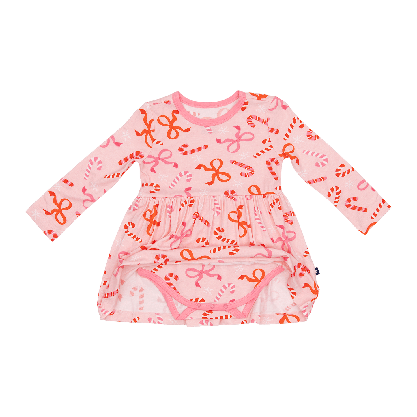 Long Sleeve Twirl Dress in Ribbon and Cheer