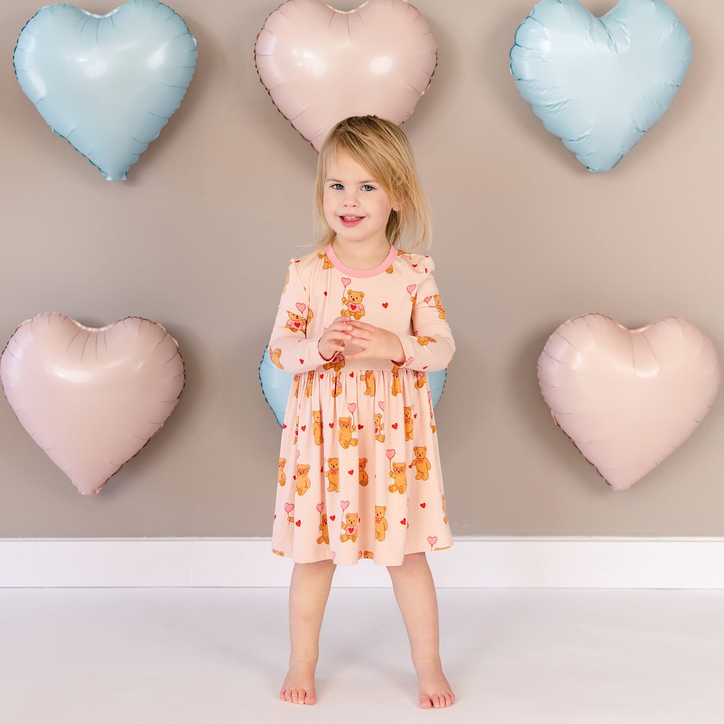 Long Sleeve Twirl Dress in Strawbeary