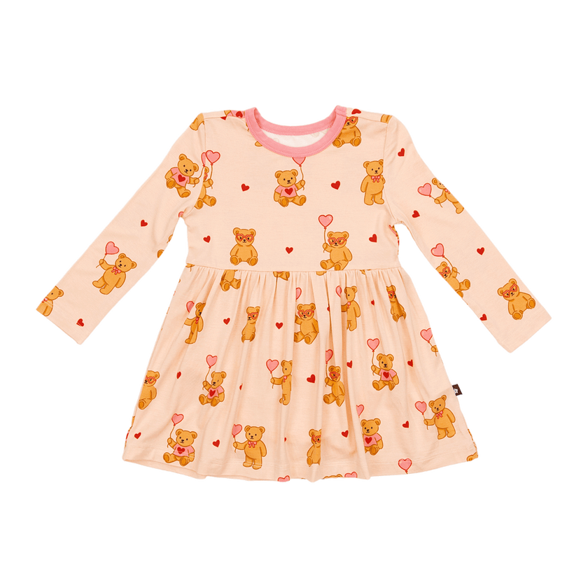 Long Sleeve Twirl Dress in Strawbeary