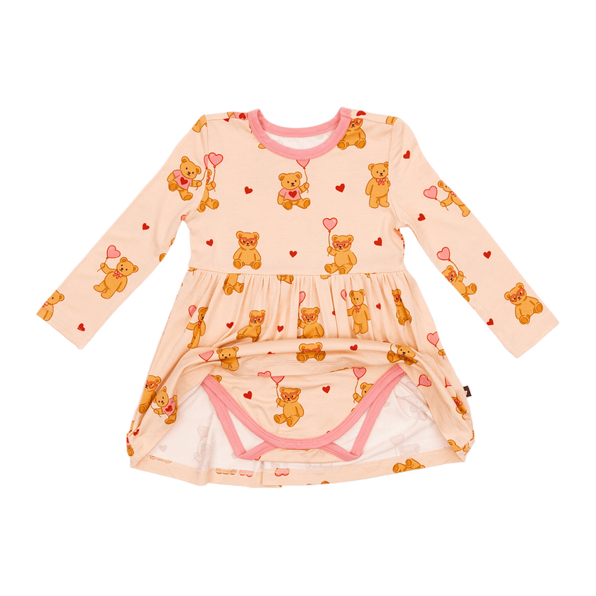 Long Sleeve Twirl Dress in Strawbeary