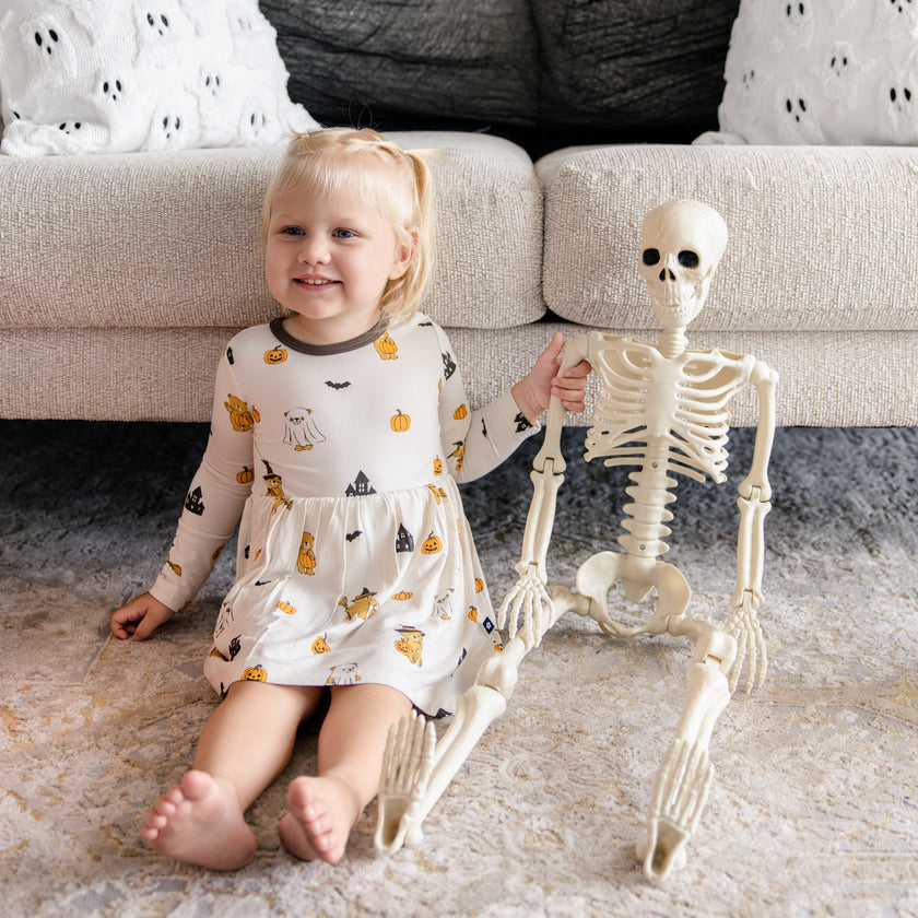 Long Sleeve Twirl Dress in Trick or Treat