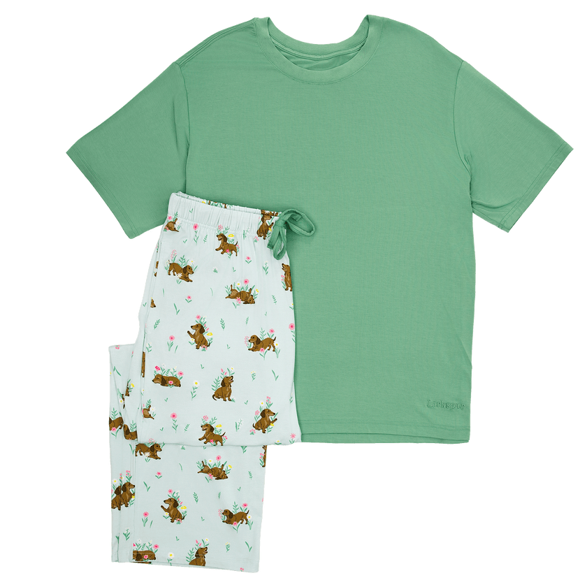 Men's Short Lounge Set in Dachshund Garden
