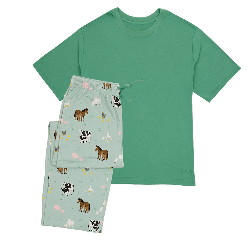 Men's Short Lounge Set in Farm Animals