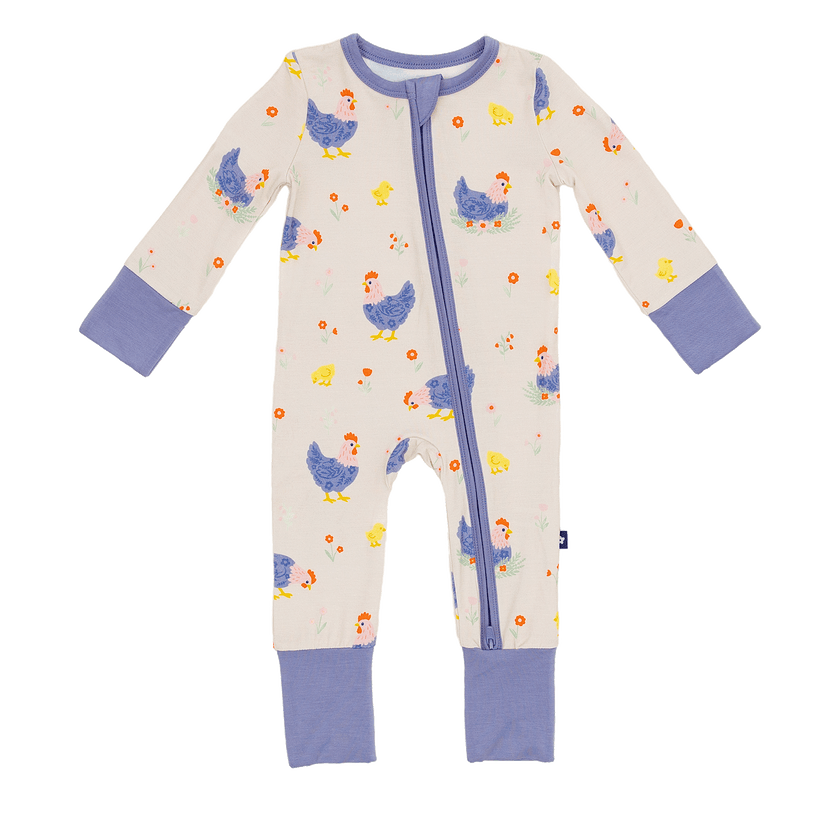 Convertible Footed Romper in Chick and Cluck