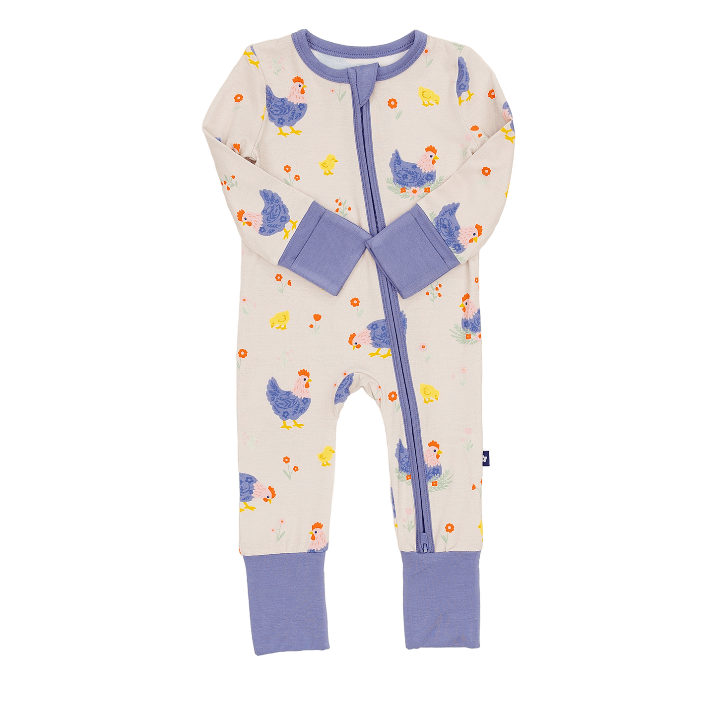 Convertible Footed Romper in Chick and Cluck