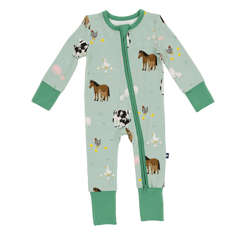 Convertible Footed Romper in Farm Animals