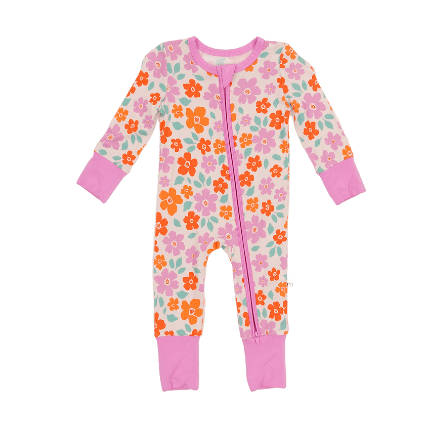 Convertible Footed Romper in Sweet Blossom