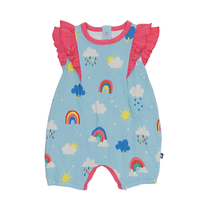 Ruffle Shorty Romper in Moody Weather