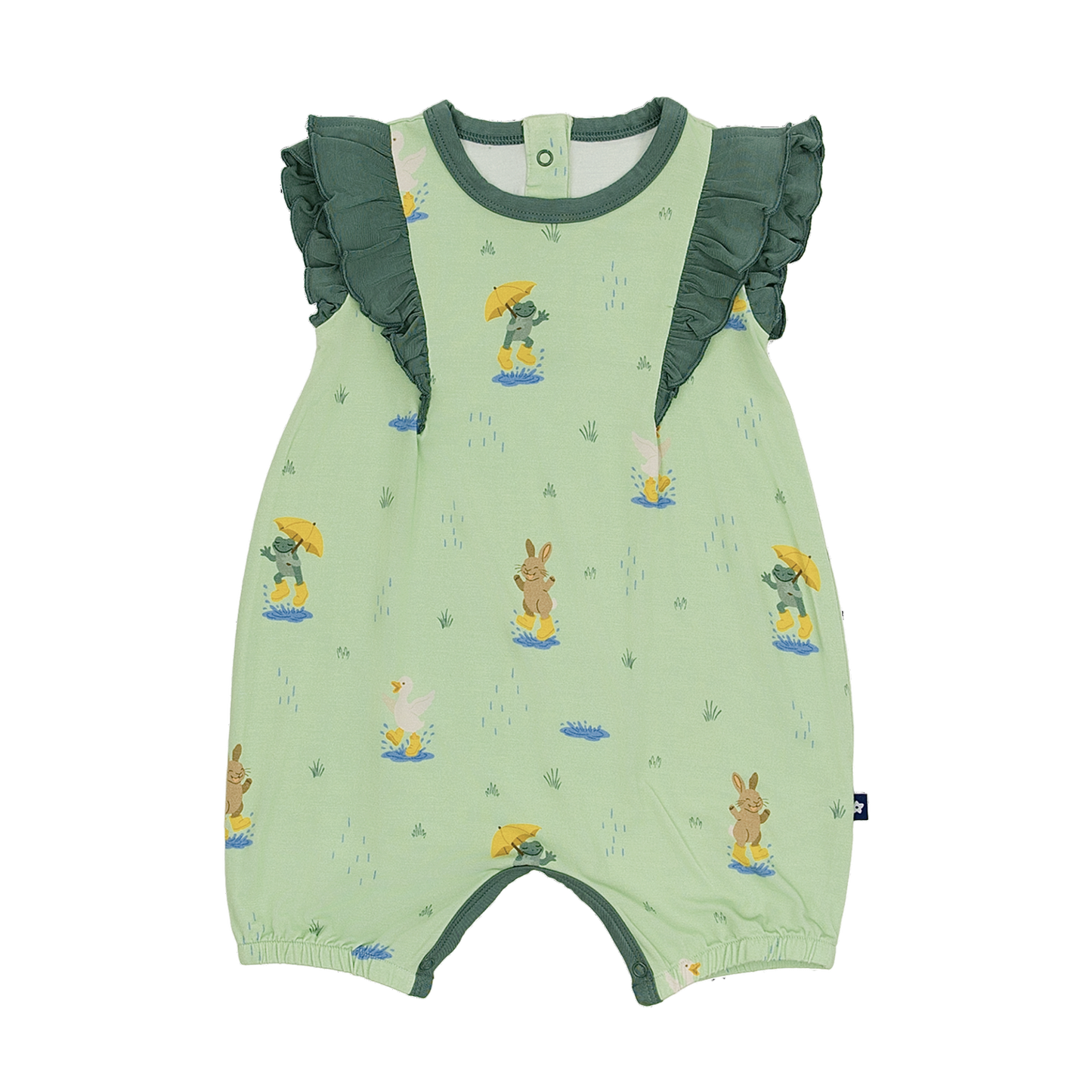 Ruffle Shorty Romper in Puddle Jumpers