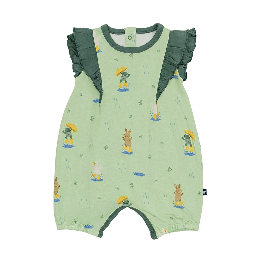 Ruffle Shorty Romper in Puddle Jumpers