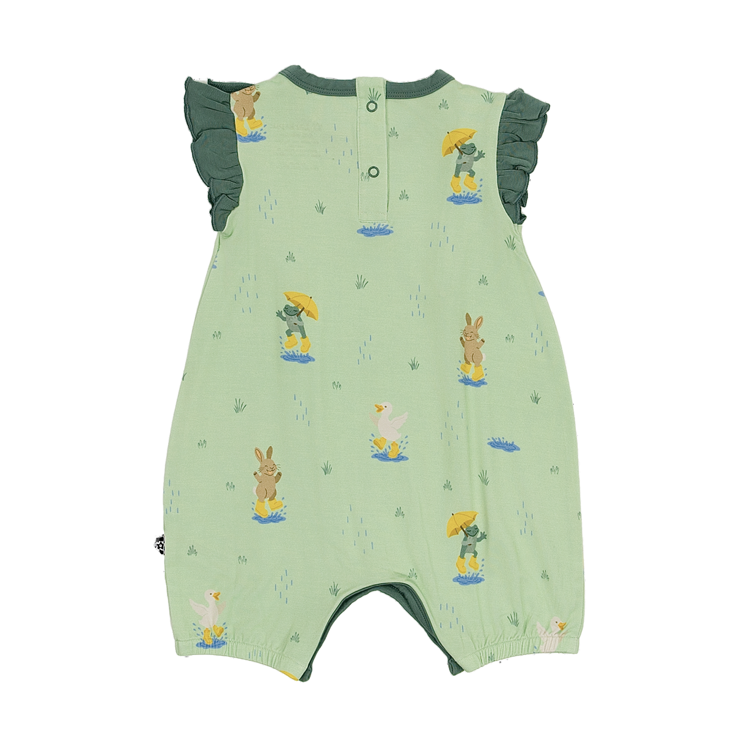 Ruffle Shorty Romper in Puddle Jumpers