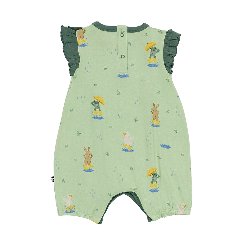Ruffle Shorty Romper in Puddle Jumpers