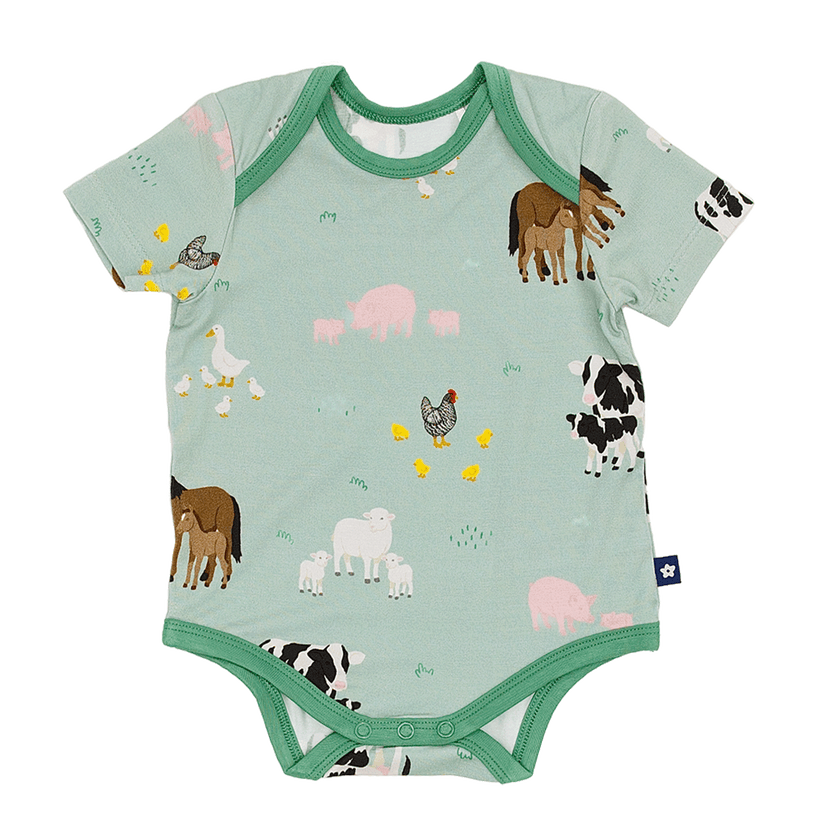Short Sleeve Bodysuit in Farm Animals