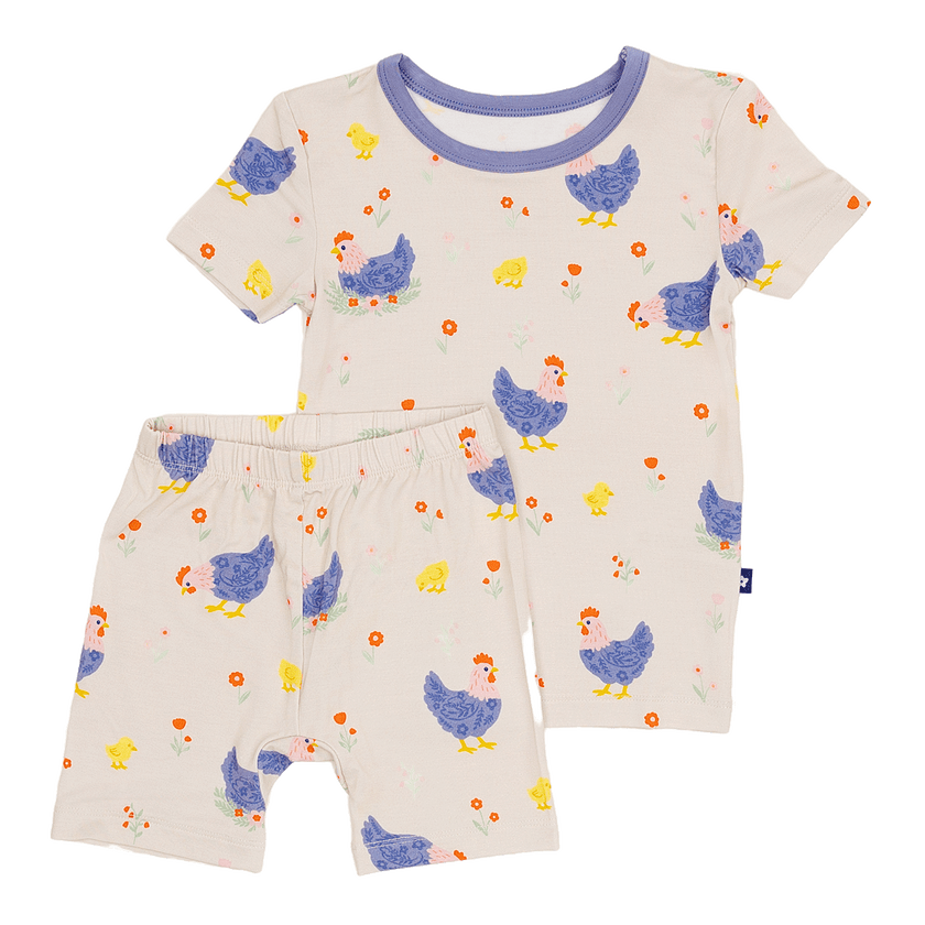 Short Sleeve Pajamas in Chick and Cluck