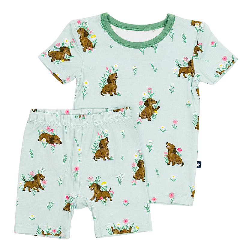 Short PJ Set in Dachshund Garden