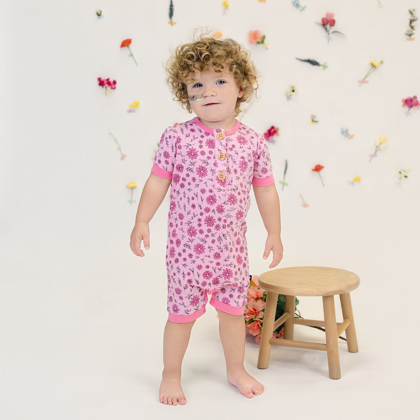 Short Romper in Ditsy Daisies