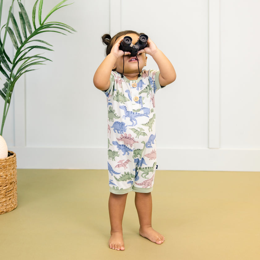 Short Romper in Prehistoric Pals