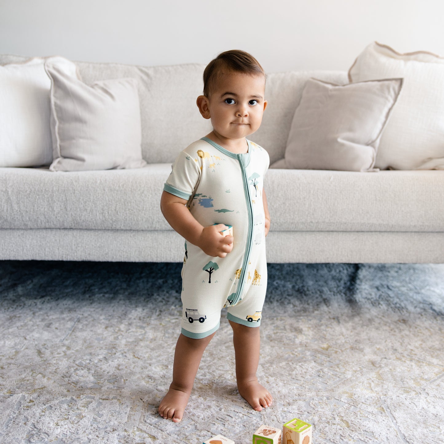 Short Zip Romper in Safari