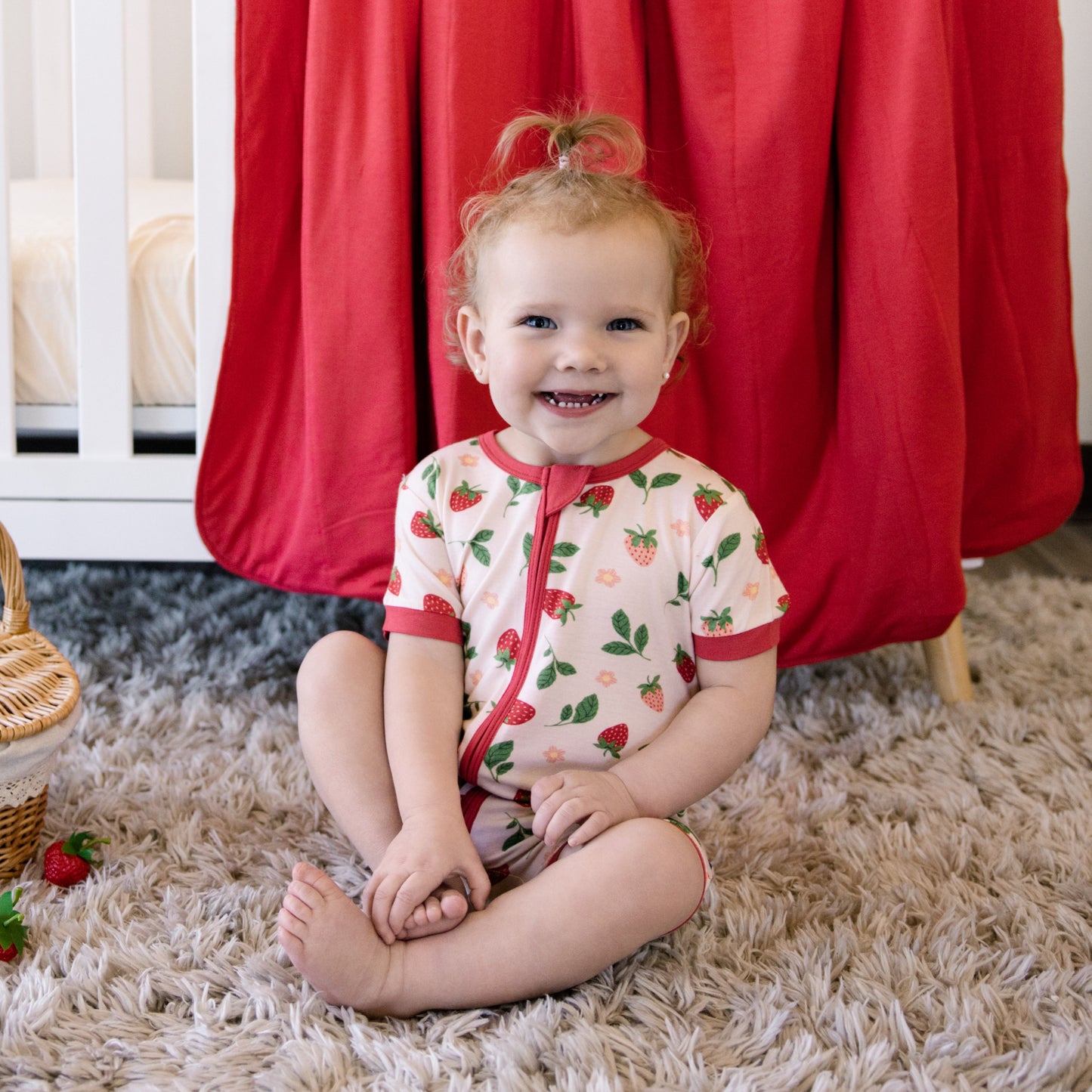 Short Zip Romper in Strawberry Fields