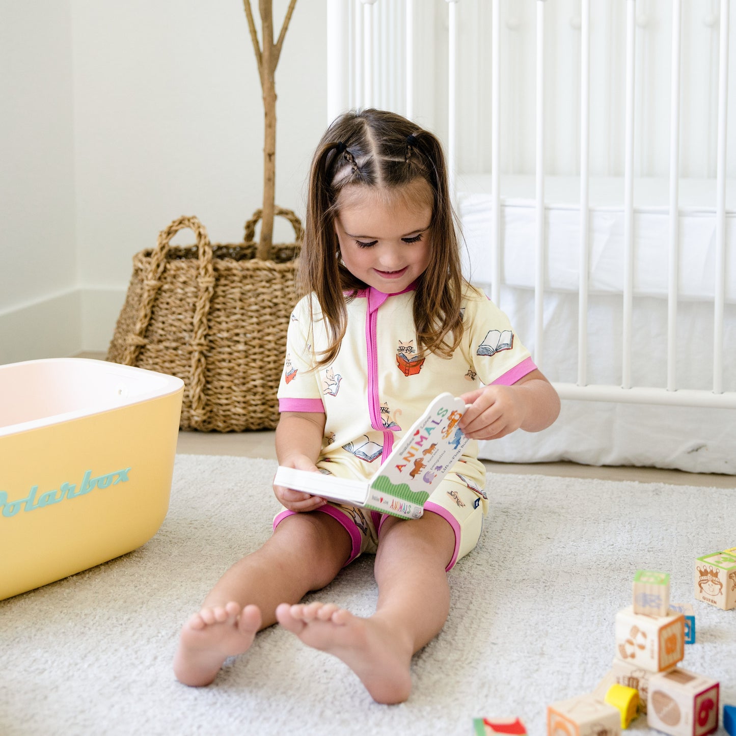 Short Zip Romper in Whiskers and Words
