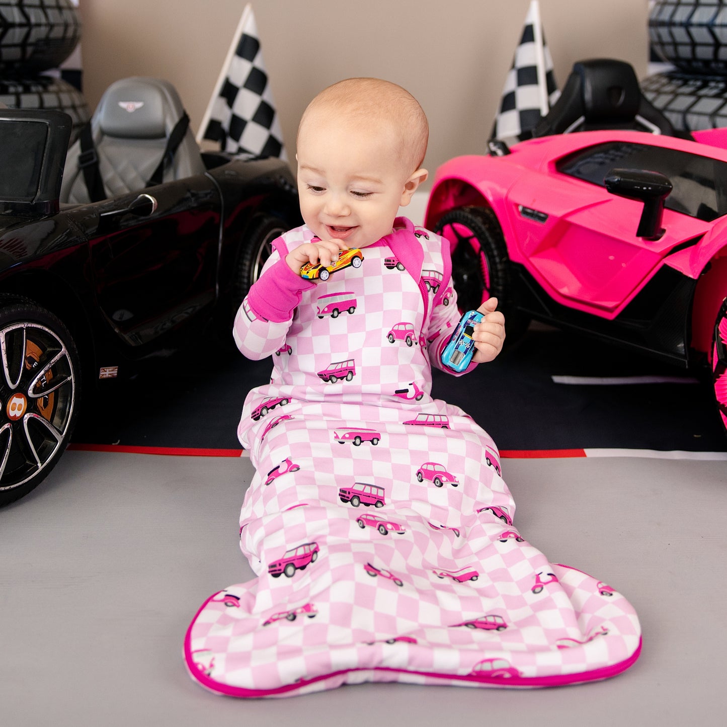 Sleep Sack in Pink Wheels 1.0 TOG