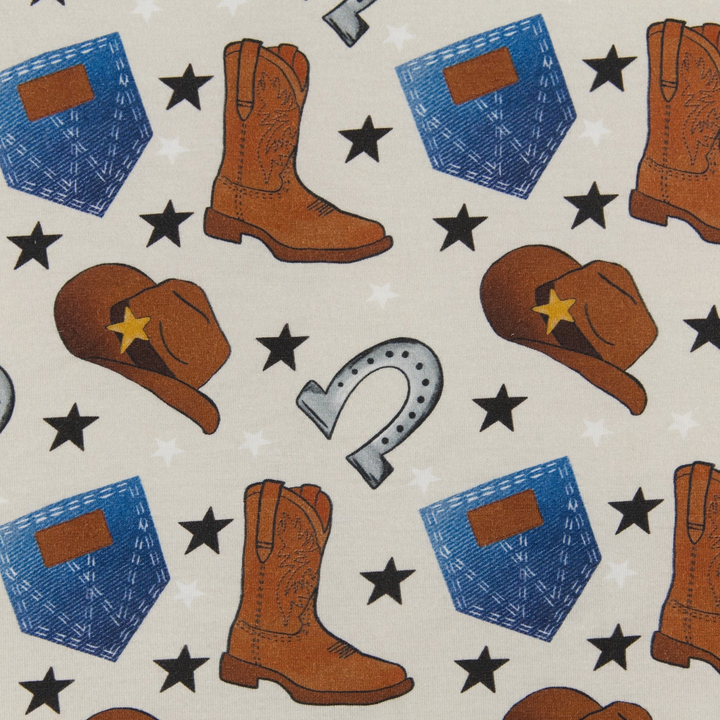 Convertible Footed Romper in Cowboys and Denims
