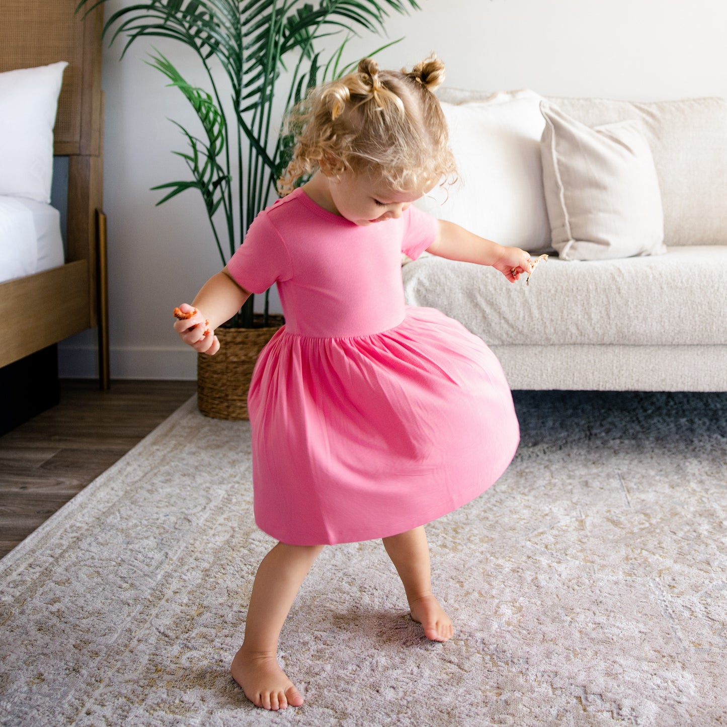 Twirl Dress in Pawprint Petal