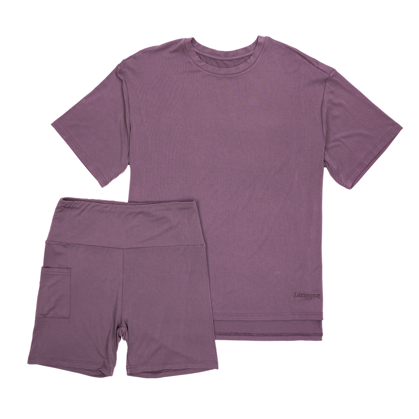 Women's Biker Short Set in Currant