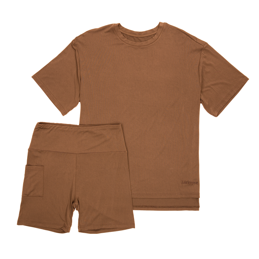 Women's Biker Short Set in Milk Chocolate