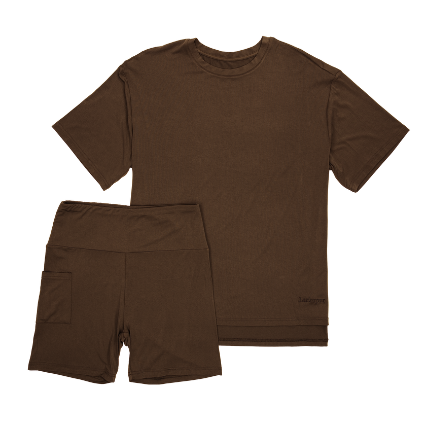 Women's Biker Short Set in Espresso