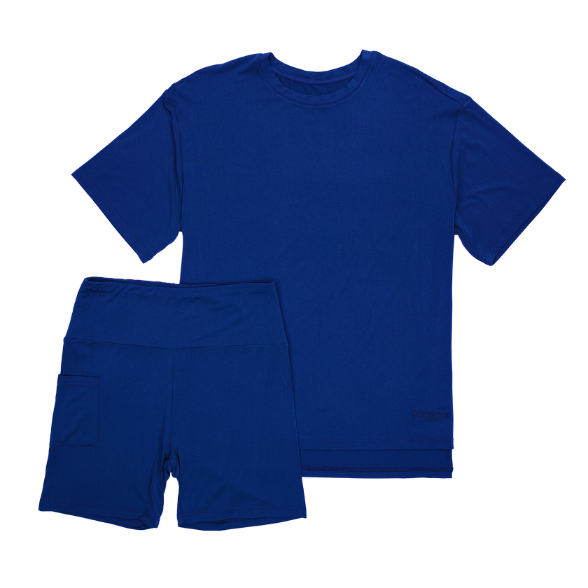 Women's Biker Short Set in Royal