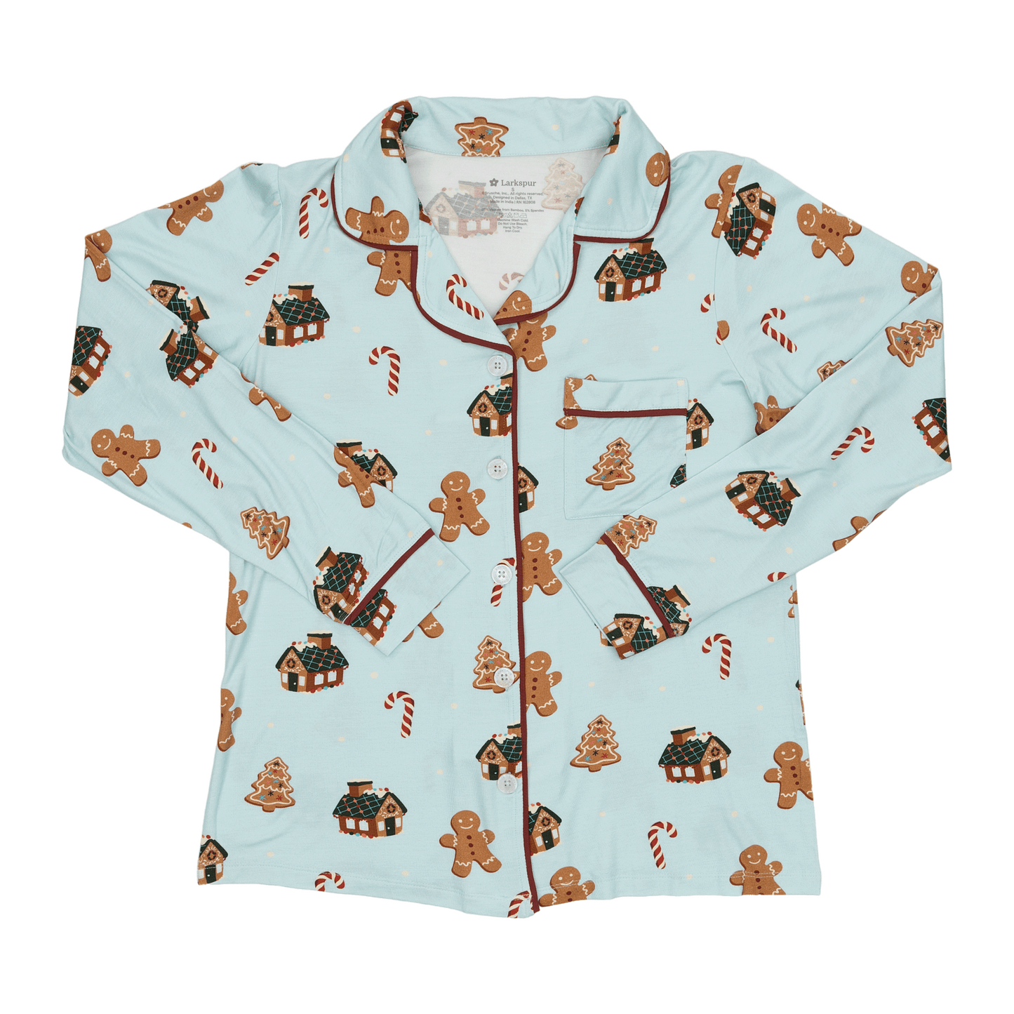 Women's Long Pajama Set in Gingerbread Lane