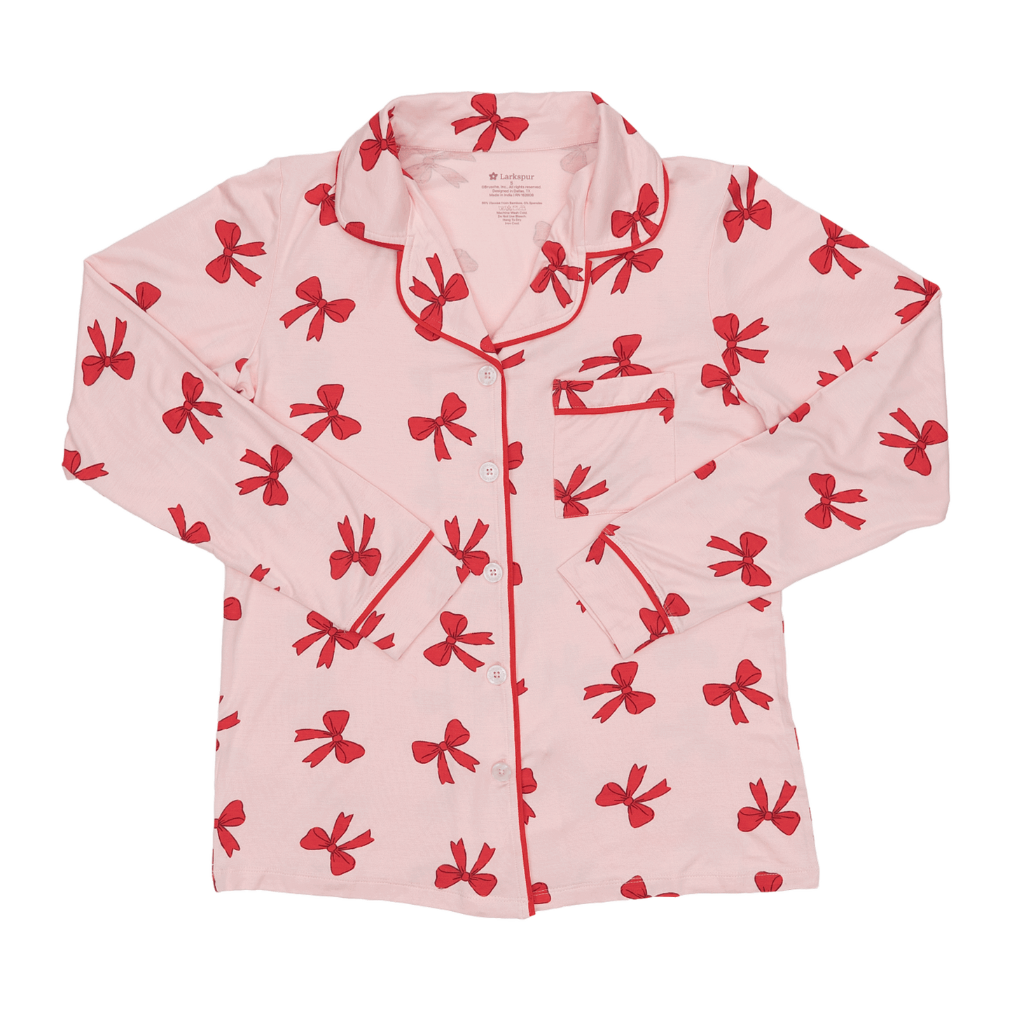 Women's Long Pajama Set in Holiday Bows
